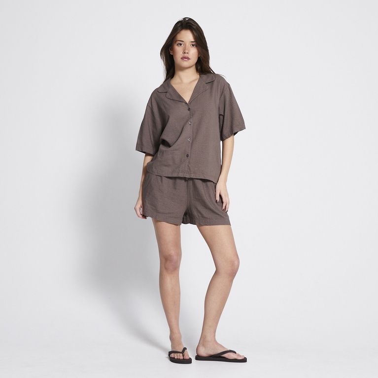 Linen blend shirt "Dixie" Light Brown